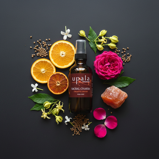 Sacral Chakra Aura Mist - with whole rose and vibrant tangerine